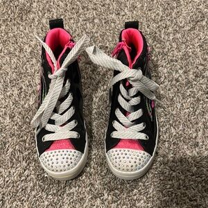 Kids Black and Pink High-Top Sneakers
